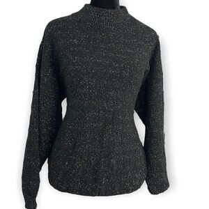 Southern Lights Mock Neck Pullover Sweater Women's Large Black Metallic Vintage